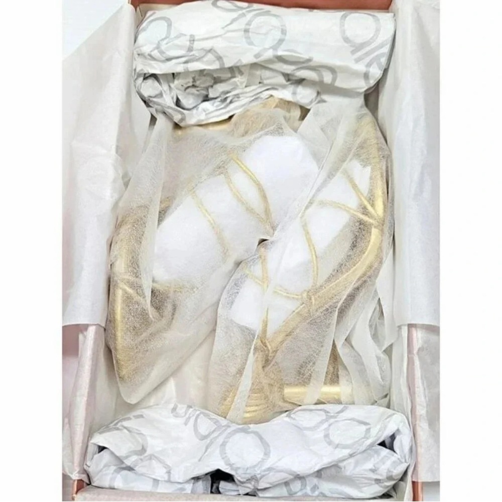 cult gaia Gold Strappy Spiral Ankle-Tie High Heel Sandal - Picture 9 of 9